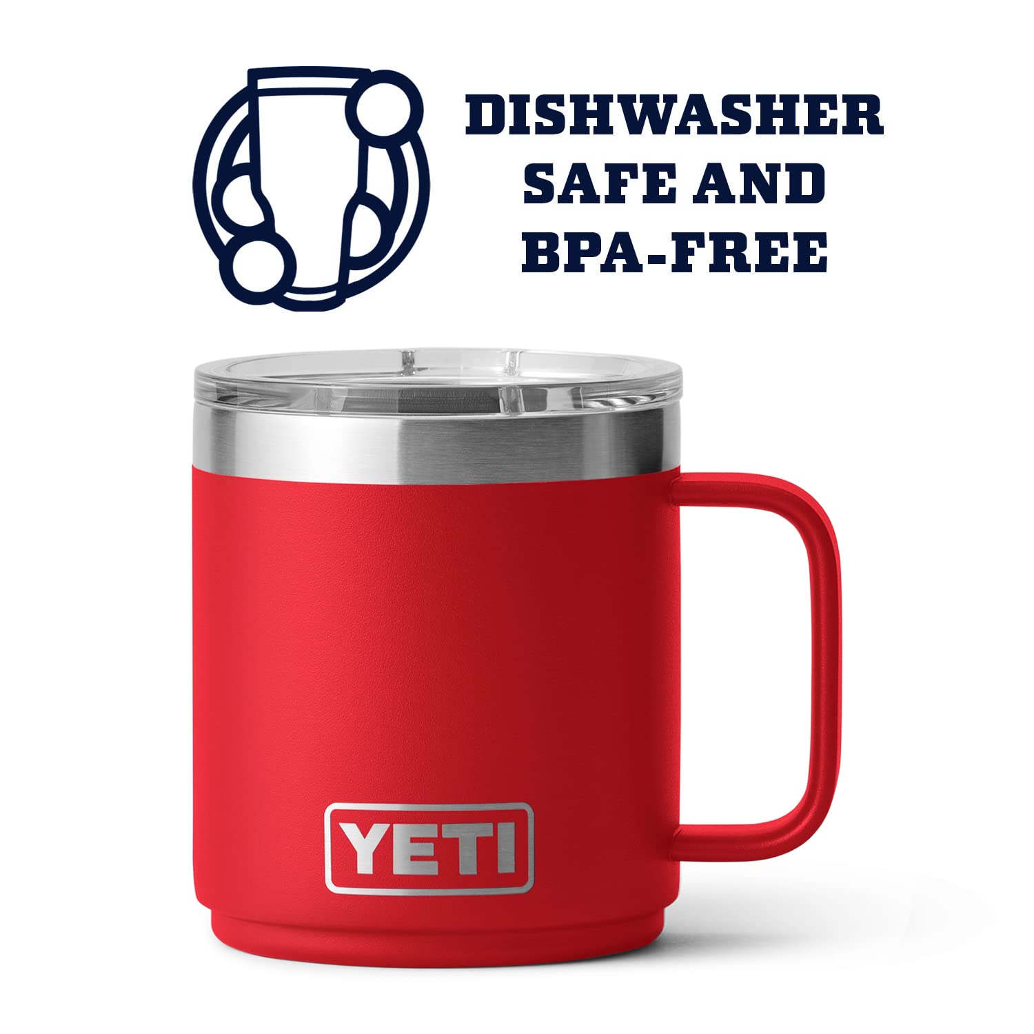 Yeti Rambler 10 Oz Stackable Mug, Vacuum Insulated, Stainless Steel With Magslider Lid, Rescue Red
